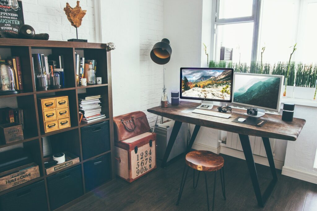 modern looking office space with pc