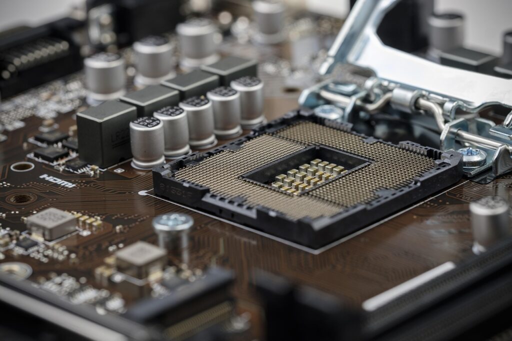 image of cpu slot that is opened, gold pins showing